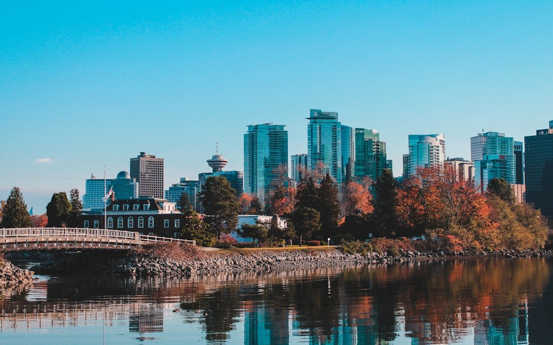 Vancouver reflections. 
A very British columbia Autumn.  
Canada skyline.